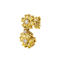 Yellow Sparkle 14K Twin Flower Earrings
