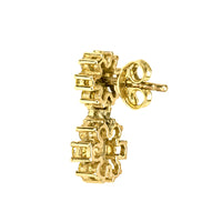 Yellow Sparkle 14K Twin Flower Earrings