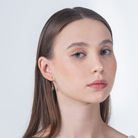 Hooked Needle 14K Top Black Topaz Earrings