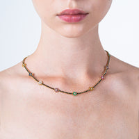 Mystery of colors 14k flower necklace