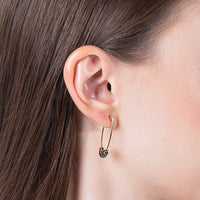 Hooked Needle 14K Top Black Topaz Earrings