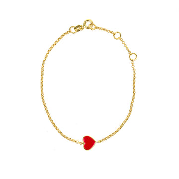 Red Mine Heart 14k Bracelet