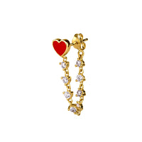 Red Mine Heart 14K Earrings