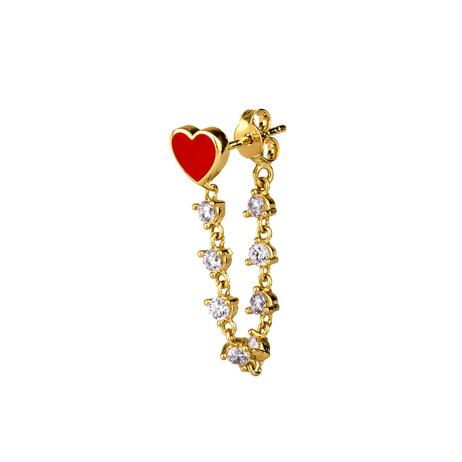 Red Mine Heart 14K Earrings