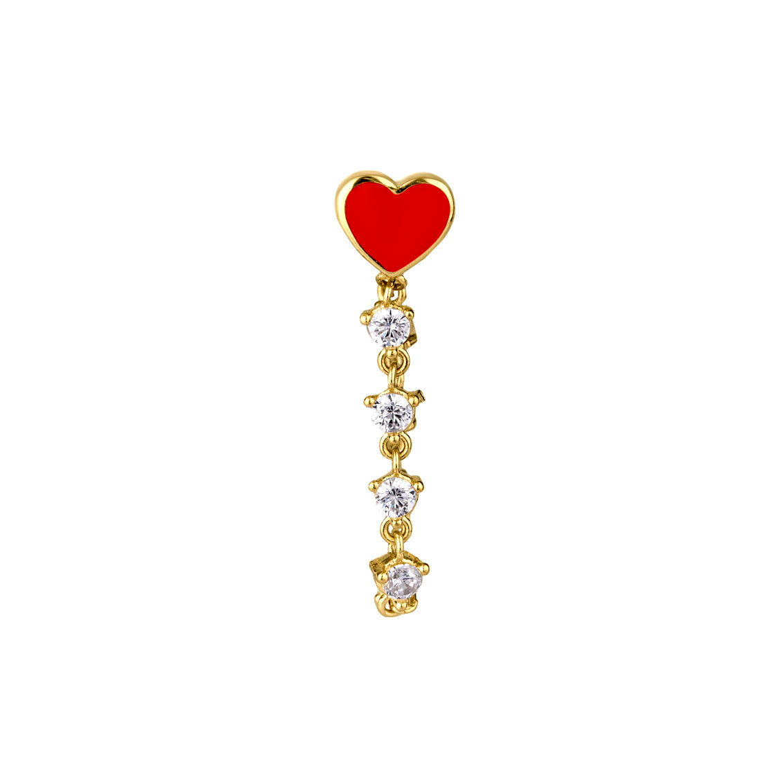 Red Mine Heart 14K Earrings