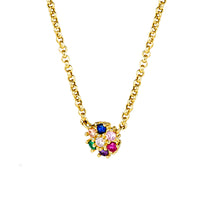 Rainbow flowers 14k necklace