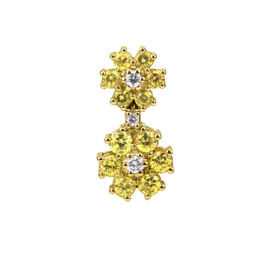 Yellow Sparkle 14K Twin Flower Earrings