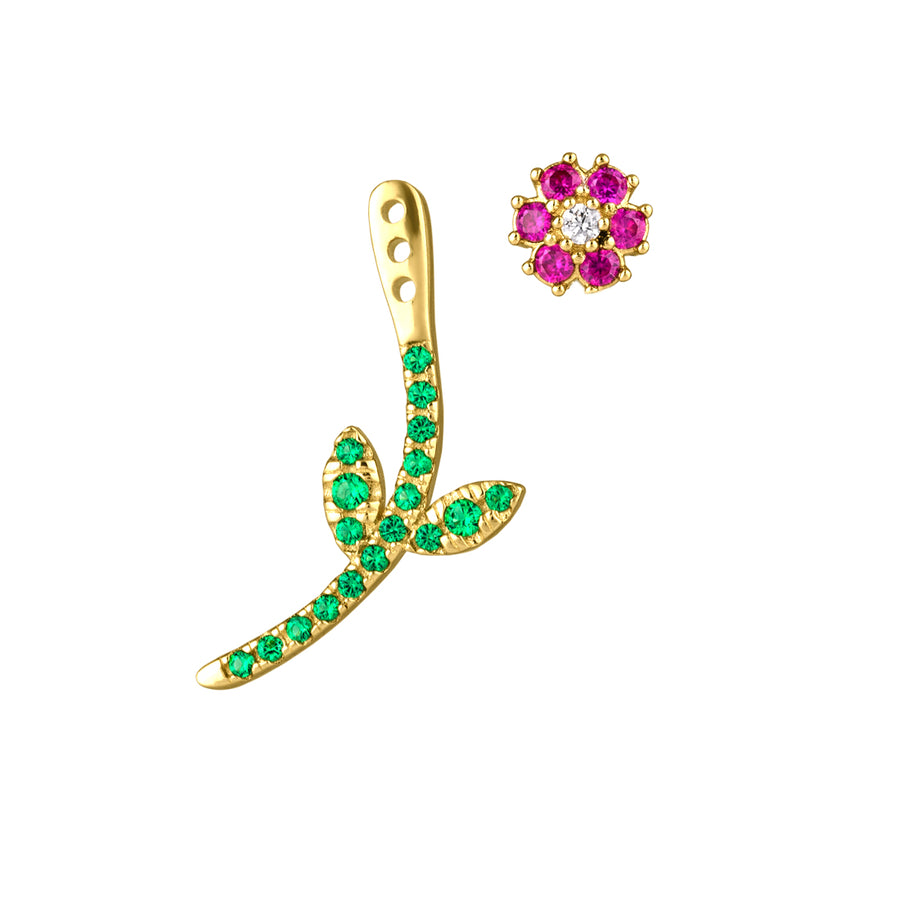 Pink flower branch 14k earrings