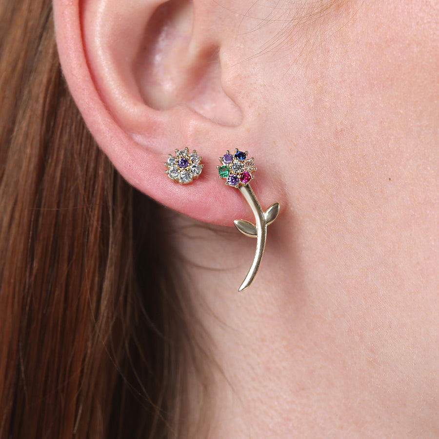 14k earrings with rainbow flower crowned